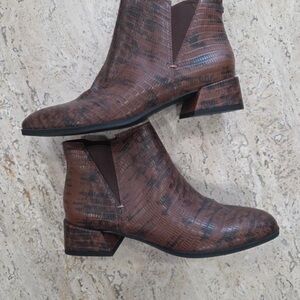 Franco Sarto Brown Textured Ankle Boots